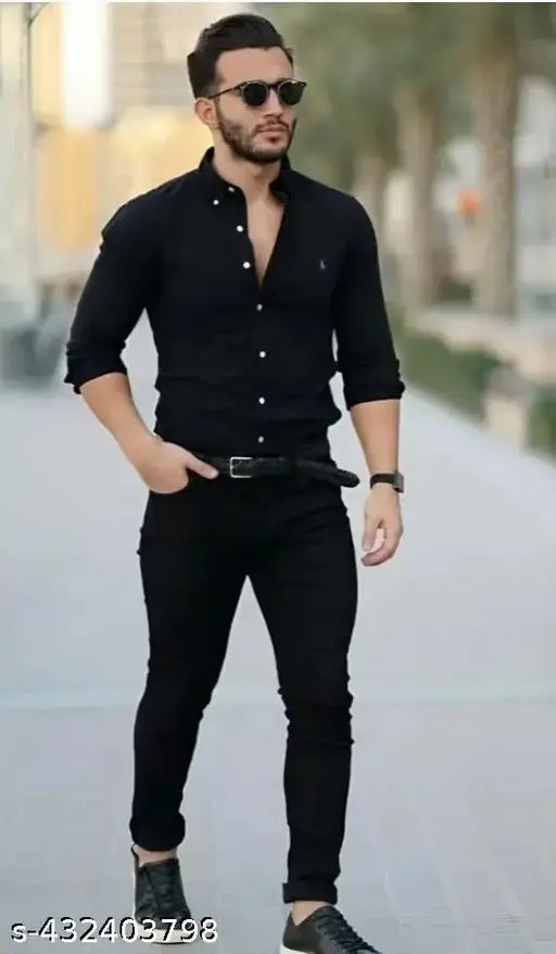Black denim slim fit men's jeans, low price, versatile regular cut for everyday wear (Size: 24, 26, 28, 30, 32; Country of Origin: India)