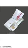 Fancy canvas & leather men's wallet with 2 compartments, free size (11cm x 9cm), premium artificial leather