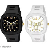 White and black sports watches with date function, casual style