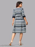Crepe striped short dress for women, latest Indian fashion trend