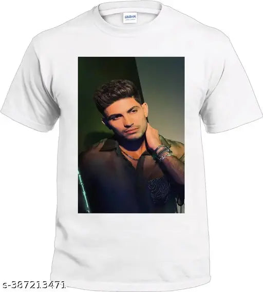 Printed polyester Shubman Gill t-shirt, Indian cricket player's merchandise with short sleeves and printed design