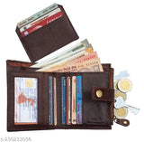 Brown genuine leather RFID wallet, 5 compartments, textured pattern, elevate everyday carry