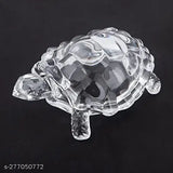 Glass crystal tortoise, clear lead crystal kachua showpiece for home decor & gift (round), balances environment, brings good luck, Vastu & Feng Shui