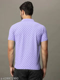 Men's cotton blend half sleeves polo neck t-shirt with printed design, perfect for casual outfits with denim jeans