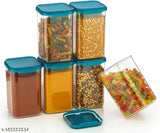 Blue set of unbreakable air-tight square plastic kitchen storage containers, 1500ml, pack of 12