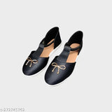 Black synthetic ballerinas for women, contemporary design, closed back, Bally Foot branded footwear
