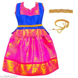 Brand New art silk Lehenga Choli Pattu Pavadai & Langa set for 2-7yr old girls, South Indian ethnic wear for baby girls' festivals