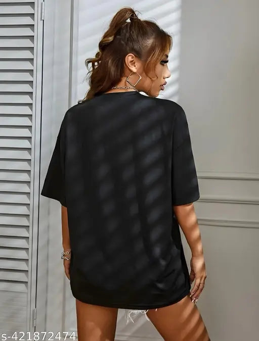 Oversized graphic print on black t-shirt