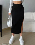 Black cotton midi skirt womens girls