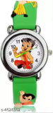 Rubber kids watch with cartoon character design, plastic strap