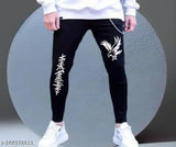 Men's black cotton jeans with placement print, denim fabric, size 28 (waist 29in, length 40in), made by the manufacturer