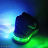 Blue lace-up light-up shoes for children, nighttime safety footwear