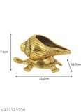 Metal Shankh Tortoise Vastu statue for home, temple, office & gifting, 11cm x 12.5cm x 13cm