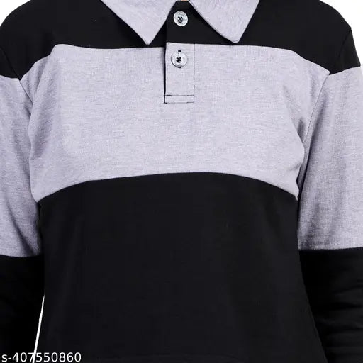 Long-sleeve colorblocked cotton t-shirt for women in regular fit, ideal for casual and party wear
