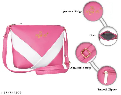 A new design affordable crossbody sling bag with a pink shoulder strap
