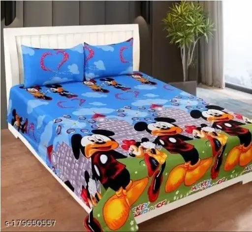 CottonDreamz premium glace cotton double bed sheets, superfine microfiber for adults, romantic pattern, ideal for summer season