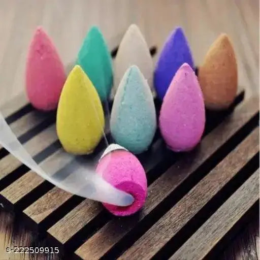 Multi-colored incense cones, showcasing a decorative arrangement for religious purposes