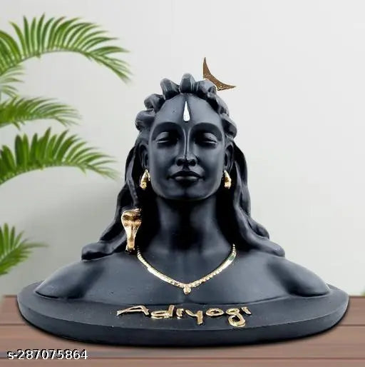 Handcrafted resin Adi Shankara Mahadev Shiva statue, Indian decorative showpiece for home or office, 11 cm L x 11 cm H x 7 cm B, Dhyan Mudra meditating Aadiyogi Murti