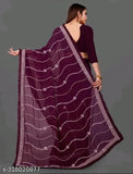 Purple lace sari and blouse piece, embellished with embroidery