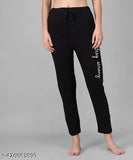 Black cotton straight-leg casual day night lounge pants for girls sleep wear pyjama pocket yoga gym wear