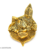 Metal leaf Kuber diya with paan design, aluminum table diya (25 inches) for home decor and puja articles