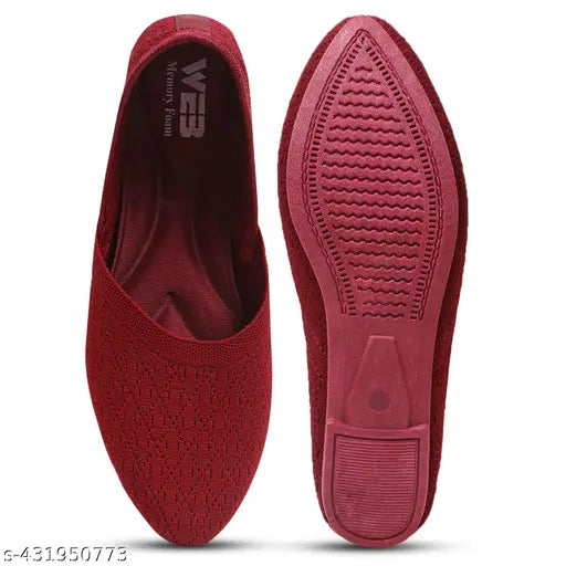 Red velvet supex bellies party wear shoes, trendy women's fashionable heels