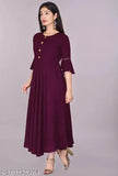 Burgundy rayon women's kameez with long sleeves and buttoned front