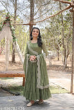 Georgette Anarkali Kurta Set, embellished with machine embroidery, perfect for parties or events. Single piece in sizes M-XXL, Indian origin
