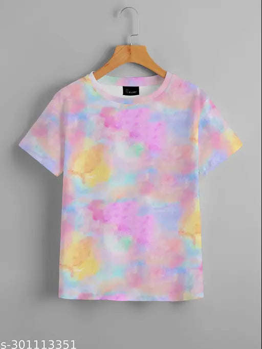 Polyester Kalindri women's and girls combo t-shirt, perfect for regular or oversized look, featuring printed net pattern on short sleeves