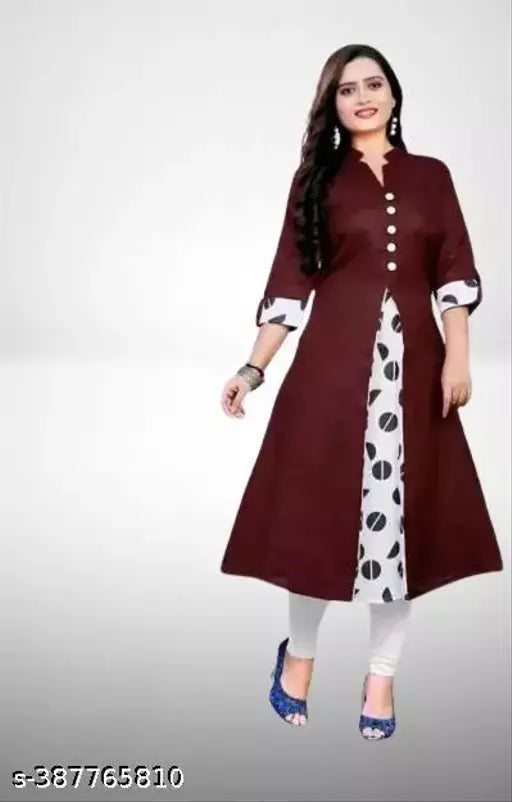 Burgundy cotton kameez kurta set, long sleeves, embroidered detailing