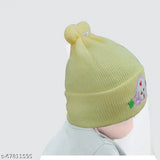 Stylish yellow soft wool infant cap for newborn baby
