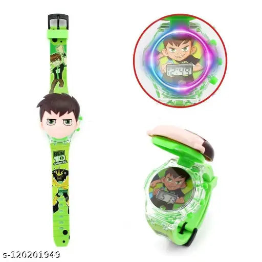 3D Action Figure Ben-10 Face Based Toy Design Digital Glowing Watch with Disco Music and Blinking Lights for Kids | for Boys Girls- Good Birthday Return Gift