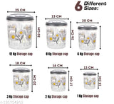 UMA KHODAL 6 Pcs Plastic Container set (12KG , 8KG , 6KG , 3KG , 2KG , 1KG Mixer Grocery Container ) with beautiful design (GREY)