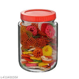 Round glass jar, 1000 ml, red cap, BPA free, multipurpose storage container, kitchen containers with lid, airtight storage container