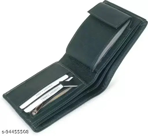 PU leather classic men's wallet, 2 compartments, solid pattern, holds ID/debit cards, new fashionable accessory from India