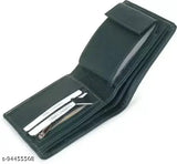 PU leather classic men's wallet, 2 compartments, solid pattern, holds ID/debit cards, new fashionable accessory from India