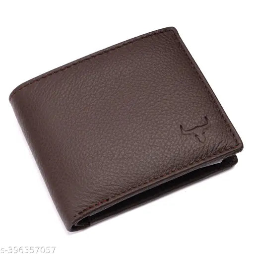 Brown full-grain leather men's wallet with RFID blocking, featuring 2 cash compartments, 8 card slots, 3 hidden pockets, and 1 coin pocket. High-quality leather purse for gifting on various occasions