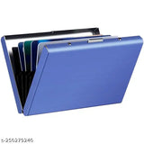 Stainless steel credit card wallet, slim metal card holder protects 6 cards, silver waterproof design for women & men