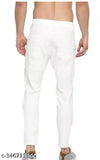 Men's white denim knee-slit jeans, solid pattern, size 28/30/32 from India