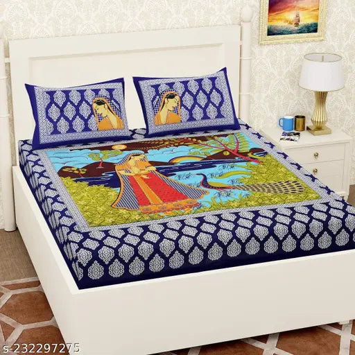 Best For Your Bed Room 100 % Cotton double bed bedsheet with 2 pillow cover