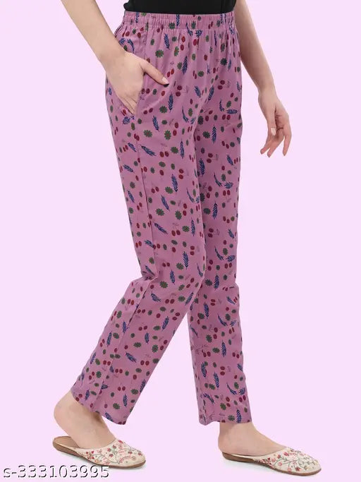 Printed rayon pyjama for women's long wear casual sleepwear