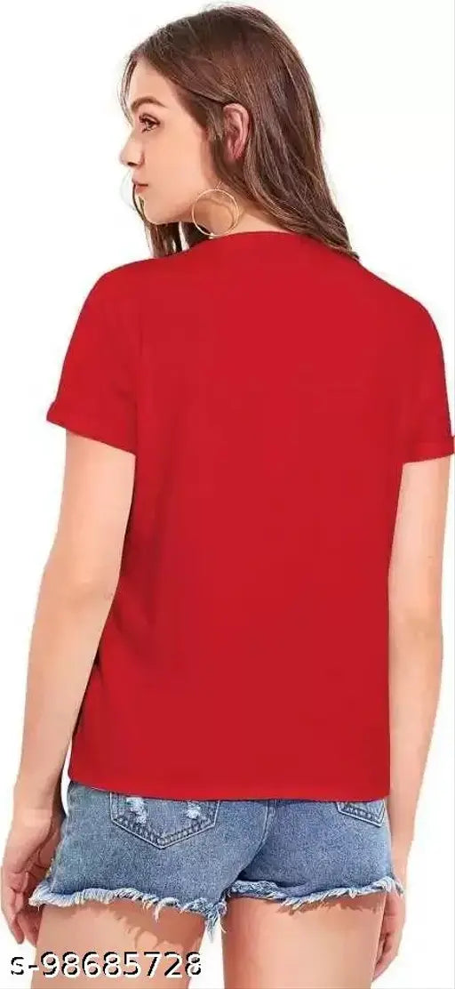 Graphic print women's cotton blend round neck half-sleeve casual t-shirt, vibrant chutki design, ideal for casual events, India origin