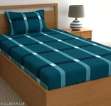 Striped Glace Cotton Regular Flat Sheet, ideal for summer adult use. Single size (90x60) with one pillowcover (16x26). Made in India