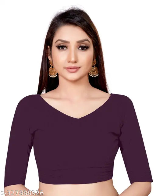Georgette sequence purple and black saree with attached blouse, sleeveless, knee length