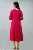 Pink rayon anarkali kurta for women with long sleeves