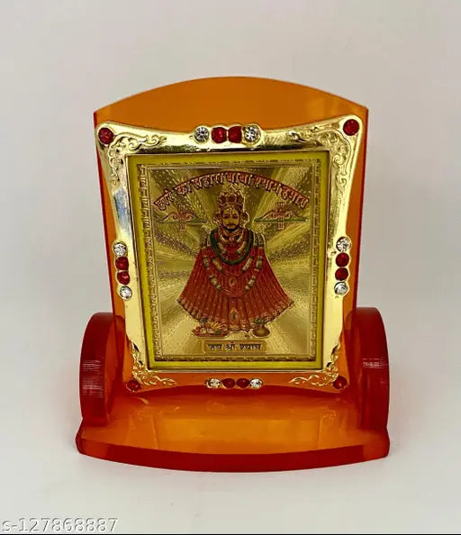 Acrylic Idol Khatu Shyam ji for car dashboard, spiritual home decor or office/study table, size 7cm x 5.5cm x 8.5cm