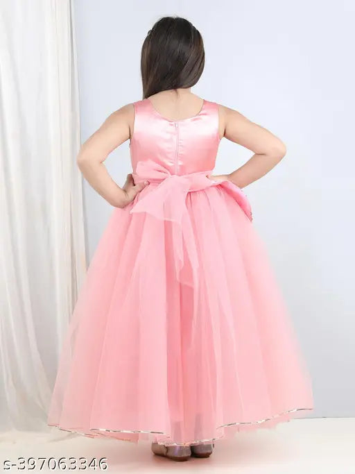 Dusty Rose embellished net party dress for girls, full length, 1-2 years size