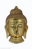 Golden metal small Buddha face wall hanging showpiece, 5 inches height and 2 inch length, a spiritual accessory for Feng Shui and positive energy decor