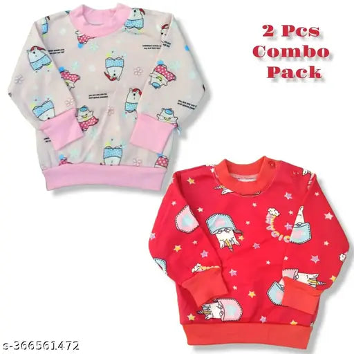 Morvika winter semi wool unisex clothing sets for infants - printed full sleeve t-shirt & pant combo pack (size: 6-12 months, 0-1 years, 2-3 years)