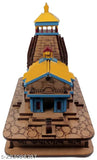 Hand-painted pine wood shrine model of Kedarnathji Temple, Indian art for home office or car dashboard, 9x55x10 cm